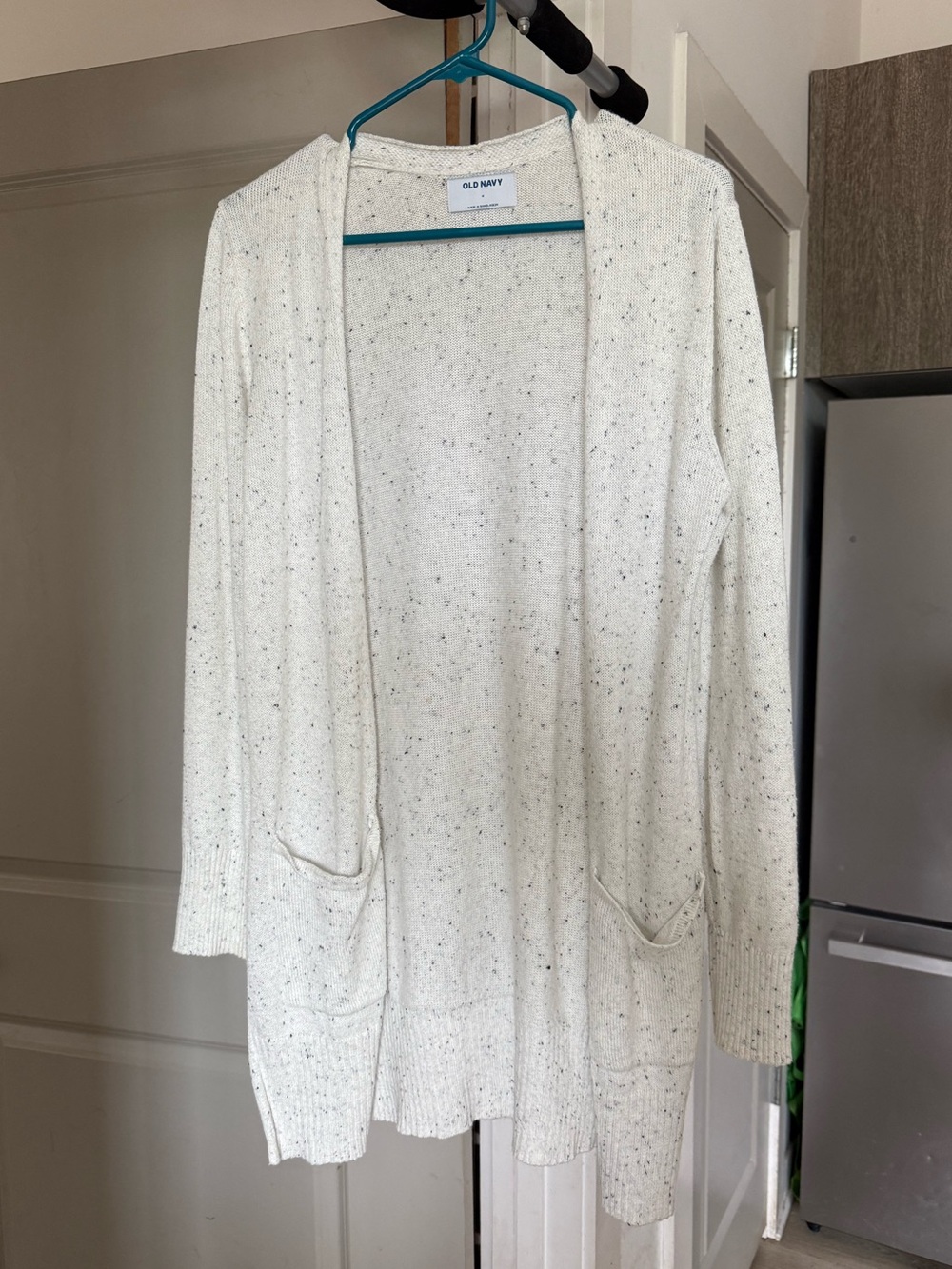 Old Navy Cream Speckled Open-Front Cardigan
